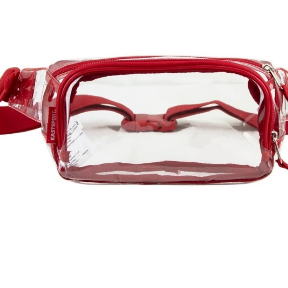 🔴 3/$12 NWT Eastsport Clear Stadium Approved Red Belt Bag‎ PVC Adjustable Waist